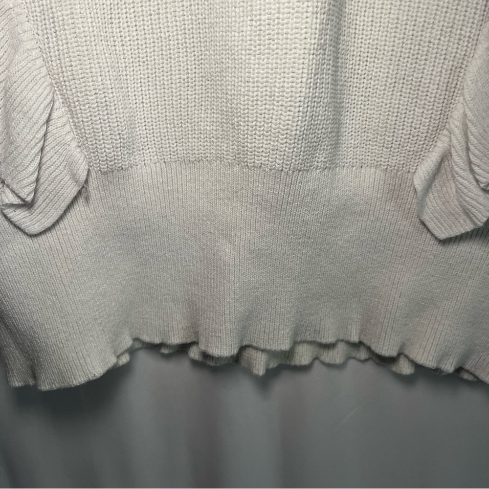Express Women’s Sweater Sz L Rufffled Drop Sleeve White Cuffed 2018 Cotton - Picture 7 of 14